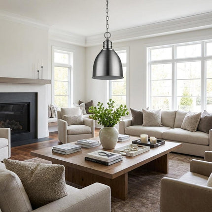 Minimalist Silver Metal Pendant Hanging Light HomeRoots