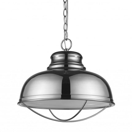 Ansen 1-Light Polished Nickel Pendant With Gloss White Interior Shade HomeRoots