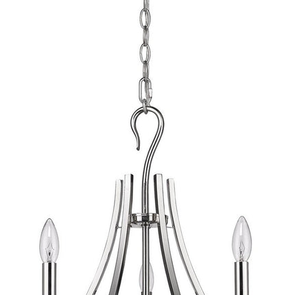 Nickel Candle Style Five Light Metal Dimmable Chandelier HomeRoots
