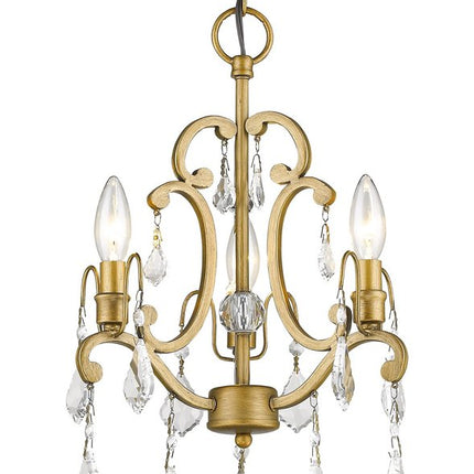Gold Candle Style Three Light Crystal Metal Dimmable Chandelier HomeRoots