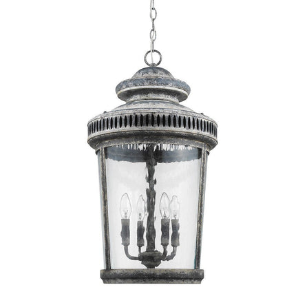 Kingston 4-Light Antique Lead Foyer Pendant With Curved Water Glass Panes HomeRoots