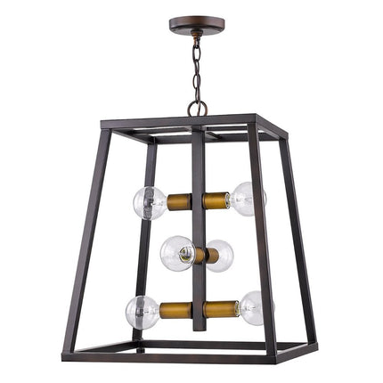 Tiberton 6-Light Oil-Rubbed Bronze Foyer Pendant With Antique Brass Sockets HomeRoots