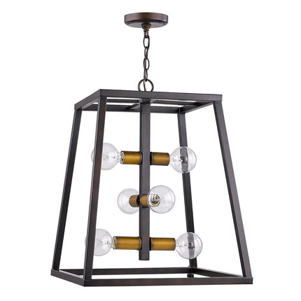 Tiberton 6-Light Oil-Rubbed Bronze Foyer Pendant With Antique Brass Sockets HomeRoots