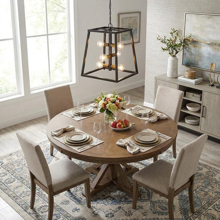 Tiberton 6-Light Oil-Rubbed Bronze Foyer Pendant With Antique Brass Sockets HomeRoots