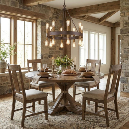 Brown and Black Candle Style Multi Light Metal Dimmable Chandelier