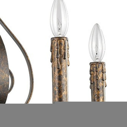 Brown Candle Style Five Light Metal Dimmable Chandelier HomeRoots