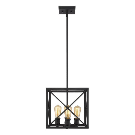 Brooklyn 4-Light Matte Black Pendant With Metal Framework Shade HomeRoots