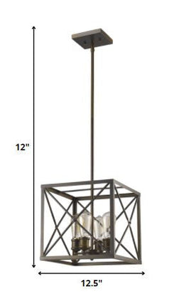 Brooklyn 4-Light Oil-Rubbed Bronze Pendant With Metal Framework Shade HomeRoots