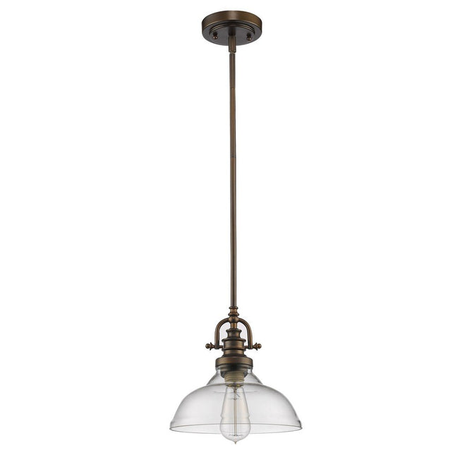 Antique Bronze Hanging Light with Glass Dome Shade HomeRoots