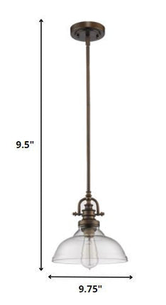 Antique Bronze Hanging Light with Glass Dome Shade HomeRoots