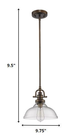 Antique Bronze Hanging Light with Glass Dome Shade HomeRoots