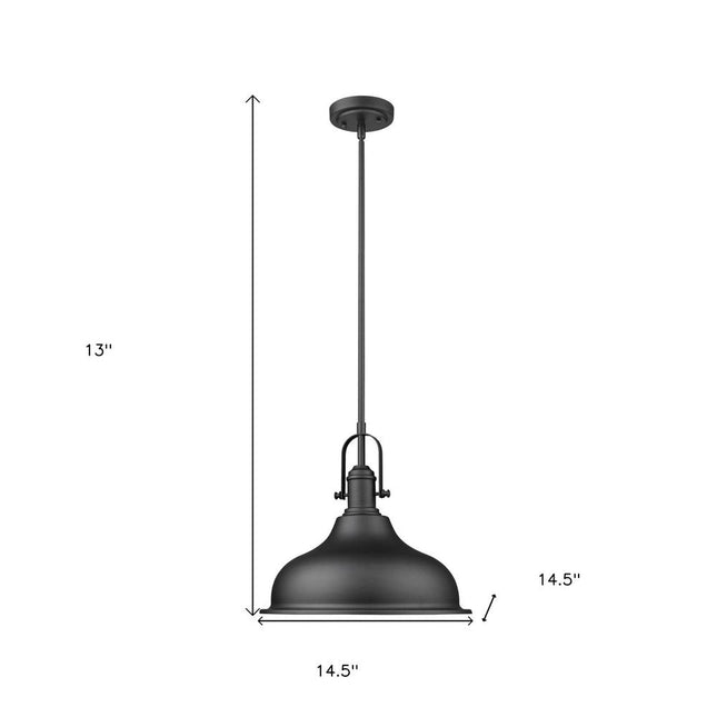 Matte Black Hanging Light with Dome Shade HomeRoots