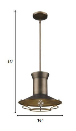 Newport 1-Light Tin Coated Pendant With Raw Brass Interior Shade And Louver HomeRoots