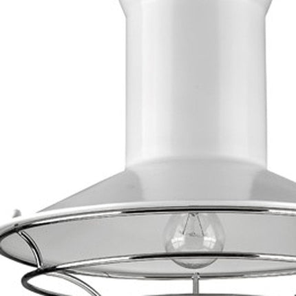 Newport 1-Light White Pendant With Polished Nickel Louver HomeRoots