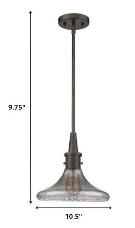 Antique Bronze Hanging Light with Pebbled Glass Shade HomeRoots
