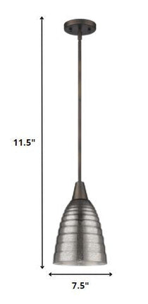 Bronze Hanging Light with Ribbed Pebbled Glass Shade HomeRoots