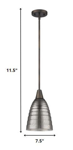 Bronze Hanging Light with Ribbed Pebbled Glass Shade HomeRoots