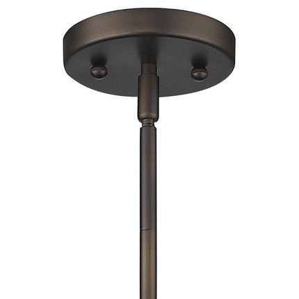 Bronze Hanging Light with Ribbed Pebbled Glass Shade HomeRoots