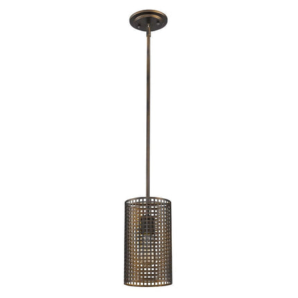 Bronze Metal Hanging Light with Mesh Shade HomeRoots