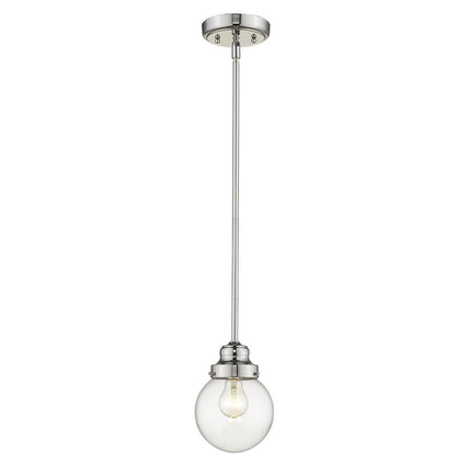 Silver Metal Hanging with Round Clear Glass Shade HomeRoots