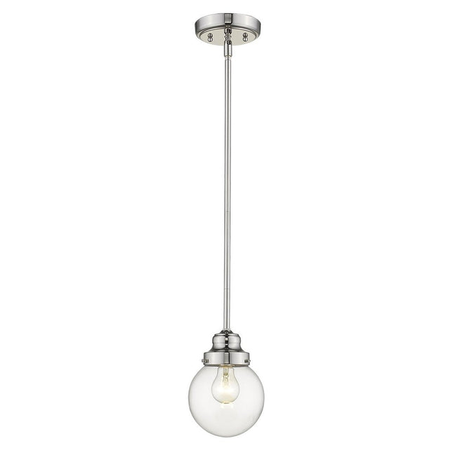 Silver Metal Hanging with Round Clear Glass Shade HomeRoots