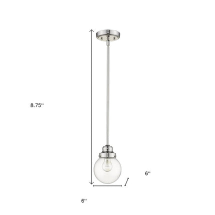 Silver Metal Hanging with Round Clear Glass Shade HomeRoots
