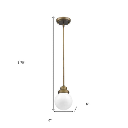 Brushed Gold Metal Hanging with Round Glass Shade HomeRoots