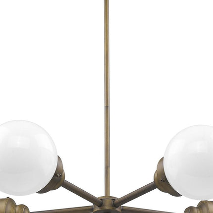 Bronze Five Light Metal Dimmable Chandelier With White Shades HomeRoots
