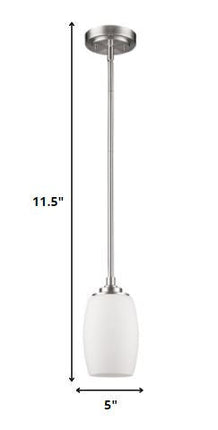 Silver Hanging Light with Frosted Glass Shade HomeRoots