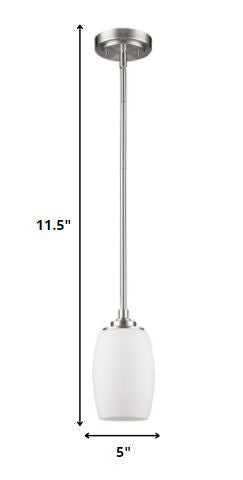 Silver Hanging Light with Frosted Glass Shade HomeRoots