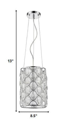 Isabella 1-Light Polished Nickel Drum Pendant With Crystal Accents HomeRoots