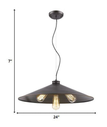 Alcove 4-Light Oil-Rubbed Bronze Pendant With Raw Brass Interior Shade HomeRoots