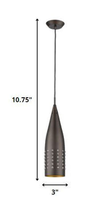 Narrow Bronze Hanging Light with Glass Studs HomeRoots