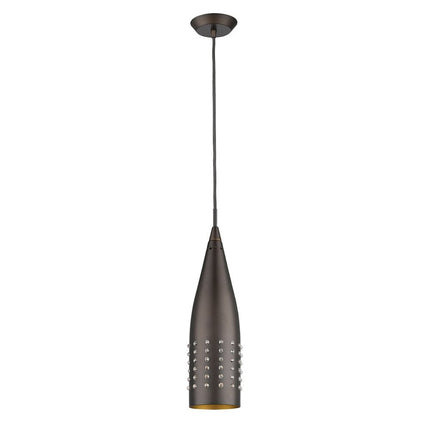Narrow Bronze Hanging Light with Glass Studs HomeRoots