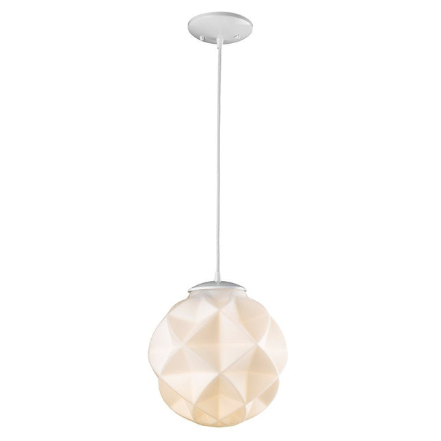 Nova 1-Light White Mini Pendant With Geometric Globe Shade HomeRoots