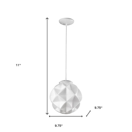 Nova 1-Light White Mini Pendant With Geometric Globe Shade HomeRoots