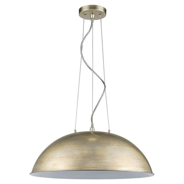 Layla 1-Light Washed Gold Bowl Pendant With Gloss White Interior Shade HomeRoots