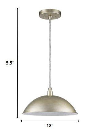 Silver Metal Hanging Light with Dome Shade HomeRoots