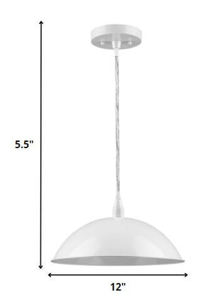 White Metal Hanging Light with Dome Shade HomeRoots