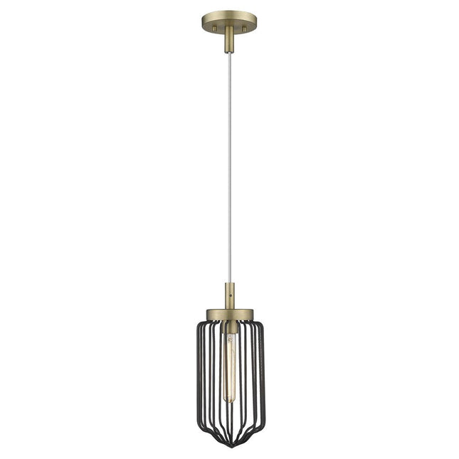 Gold and Black Metal Cage Pendant Hanging Light HomeRoots