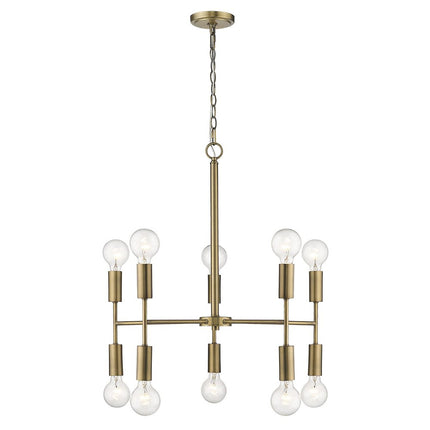 Brass Candle Style Ten Light Metal Dimmable Chandelier HomeRoots