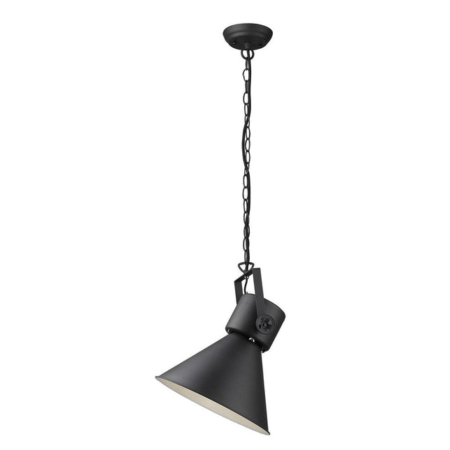 Black Metal One Light Cone Hanging Pendant Light HomeRoots
