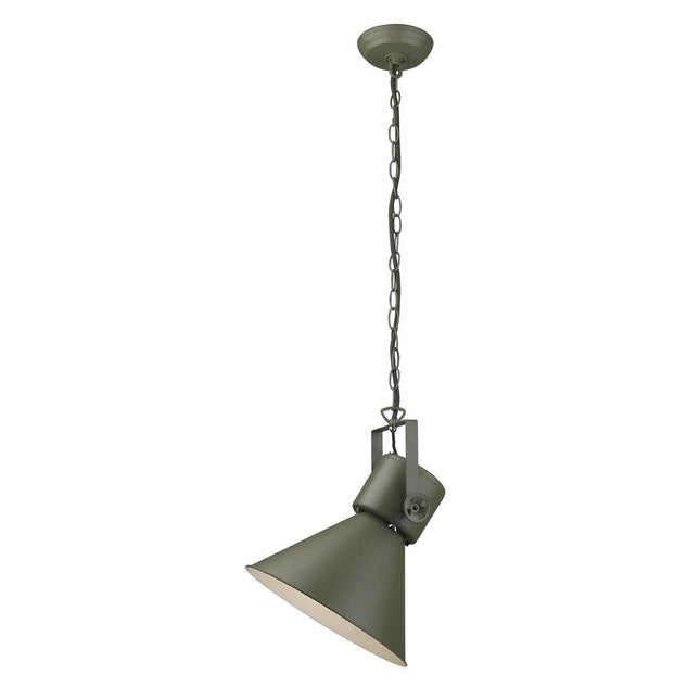 Green Metal One Light Cone Hanging Pendant Light HomeRoots