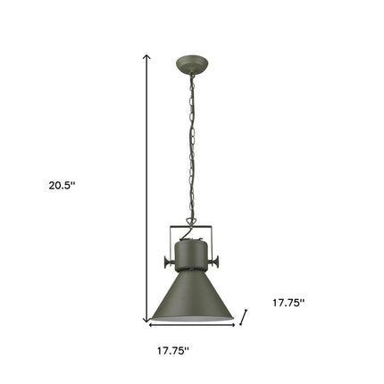 Green Metal One Light Cone Hanging Pendant Light HomeRoots