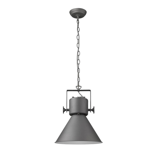 Gray Metal One Light Cone Hanging Pendant Light HomeRoots