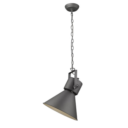Gray Metal One Light Cone Hanging Pendant Light HomeRoots
