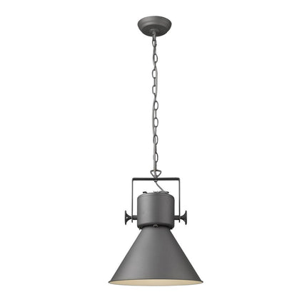 Gray Metal One Light Cone Hanging Pendant Light HomeRoots