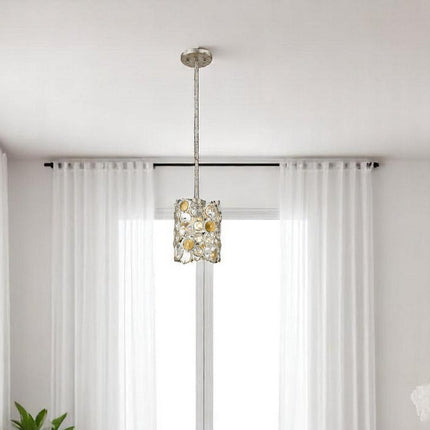 Vitozzi 1-Light Antique Silver Leaf Pendant HomeRoots