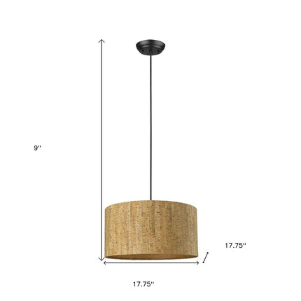 Matte Black Cork Shade Modern One Light Hanging Pendent Lamp HomeRoots