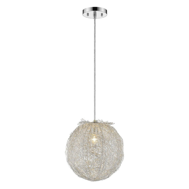 Contemporary Silver Globe Pendant Hanging Light HomeRoots